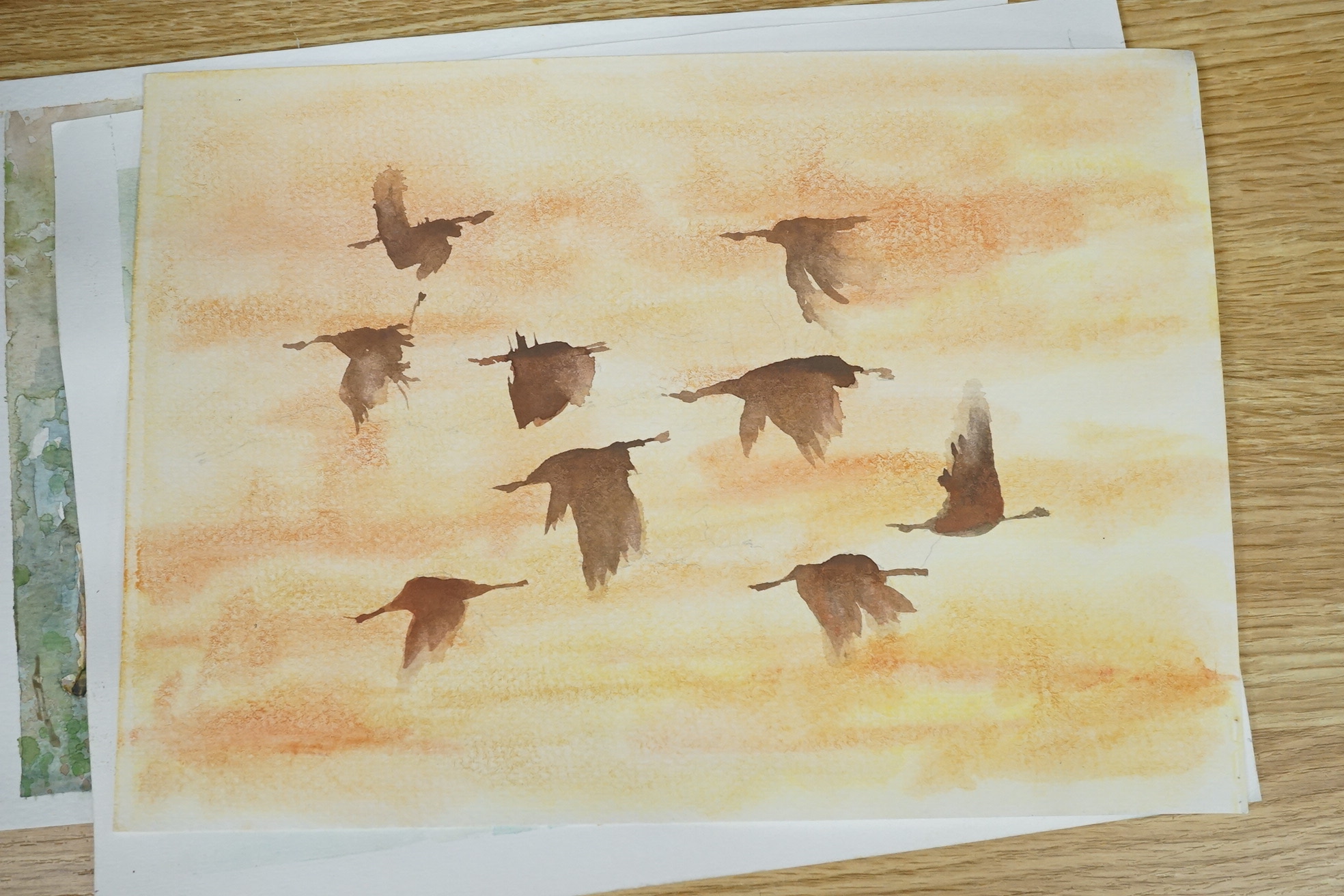 Baris Ali Kibar (Contemporary), ten watercolours on card, Wildlife to include ducks, horses, kingfisher and African wildlife, some signed, unframed, 21 x 29cm. Condition - fair